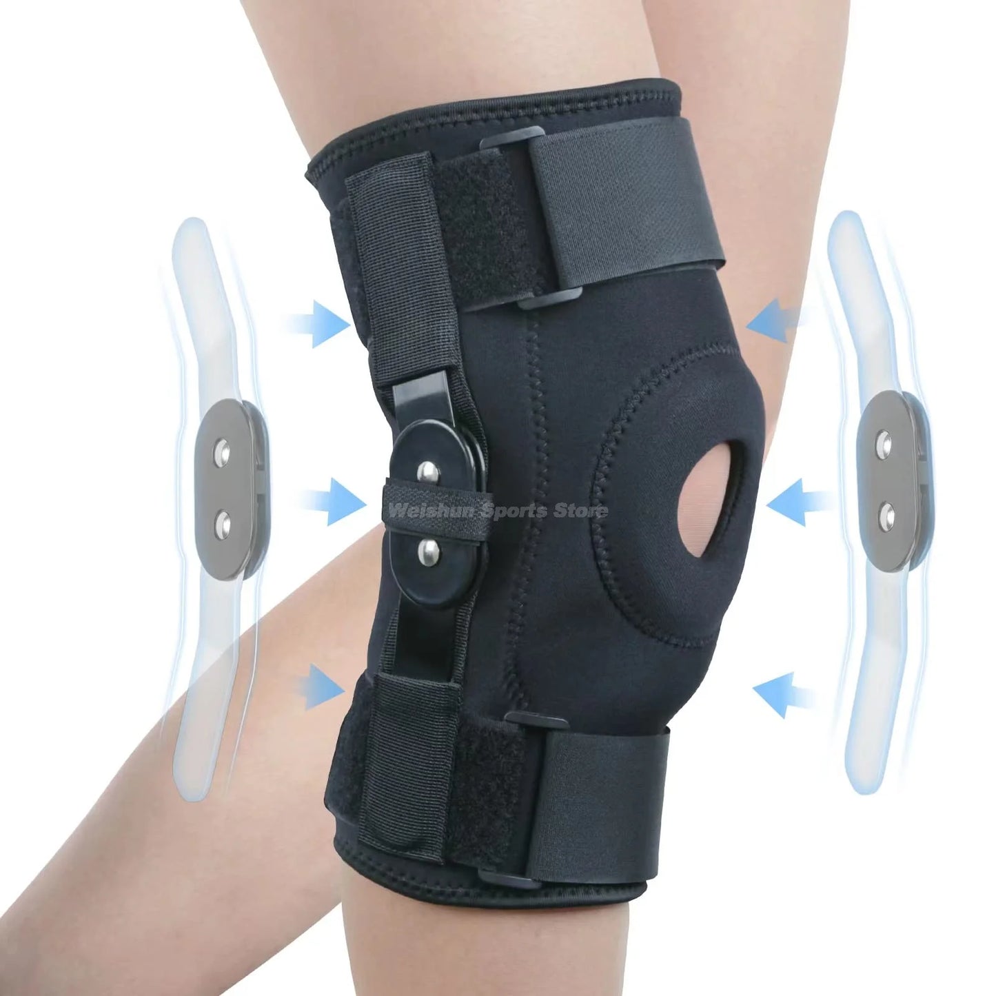 Orthopädische Pro-Hinge™ Meniskusbandage mit seitlichen Stabilizatoren - Knieschutz bei Gelenkschmerzen, Bänderverletzungen, Arthrose, Sportstütze und ACL-Rehabilitation
