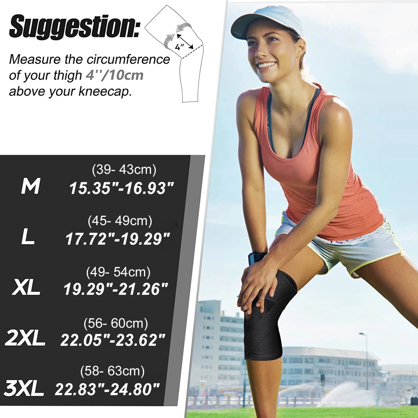 Professionelle Orthopädische Kniebandage Modell ProMesh – Kompressionsstütze bei Knieschmerzen, seitliche Stabilatoren, Linderung von Meniskus-, Bänder-, Arthrose- und Sportverletzungen