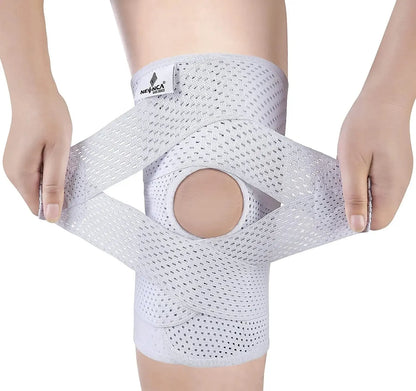 Professionelle Orthopädische Kniebandage Modell ProMesh – Kompressionsstütze bei Knieschmerzen, seitliche Stabilatoren, Linderung von Meniskus-, Bänder-, Arthrose- und Sportverletzungen